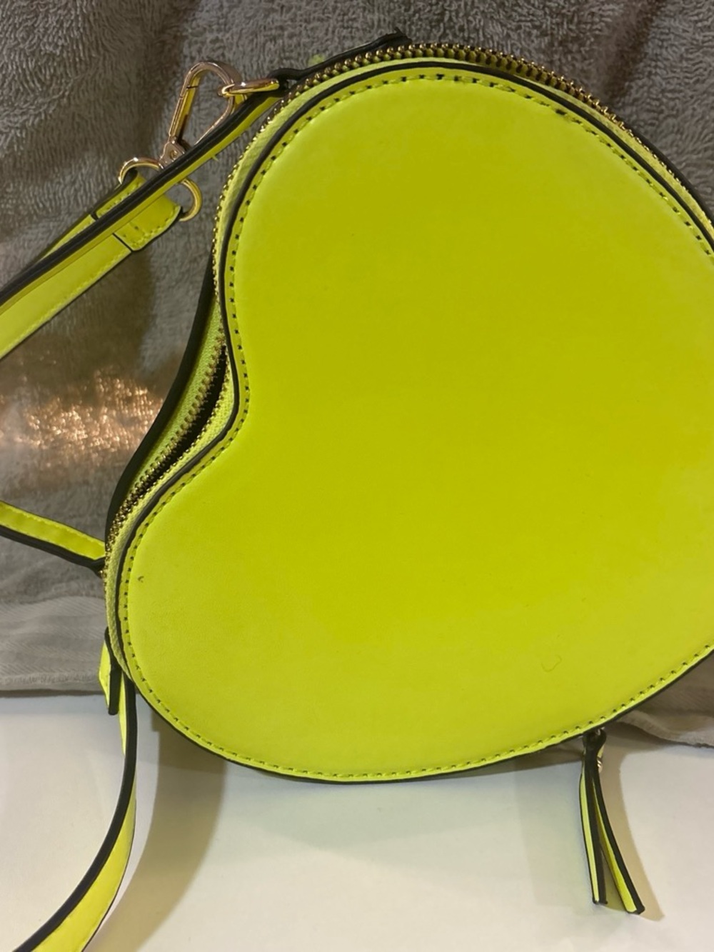 Neon Yellow Heart-Shaped Crossbody Bag - Women